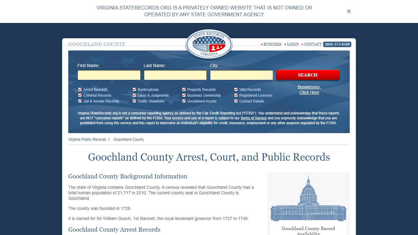 Goochland County Arrest, Court, and Public Records