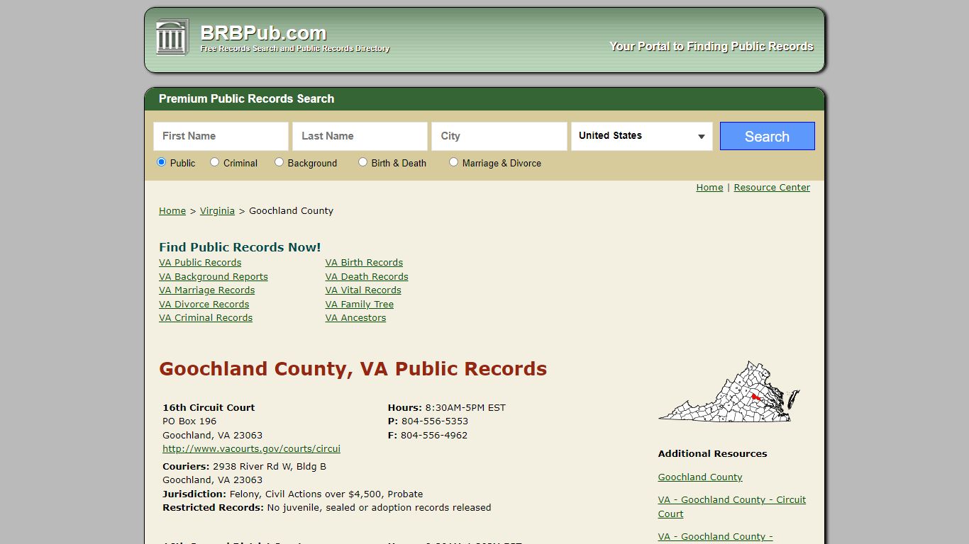 Goochland County Public Records | Search Virginia Government Databases