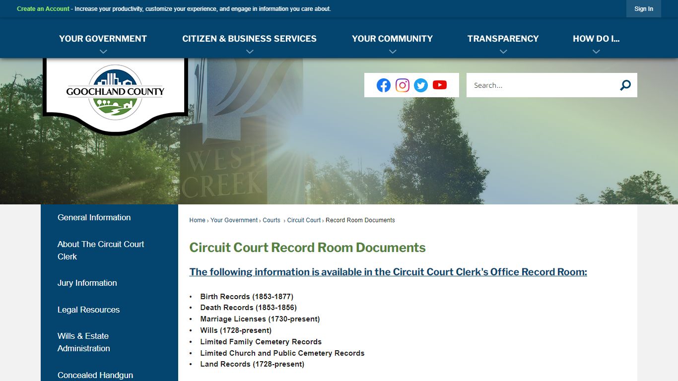 Circuit Court Record Room Documents - Goochland County, VA