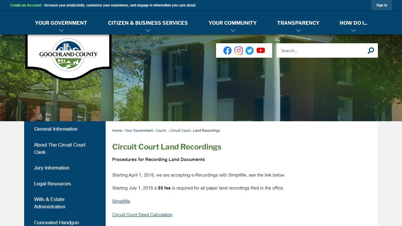 Circuit Court Land Recordings - Goochland County, VA