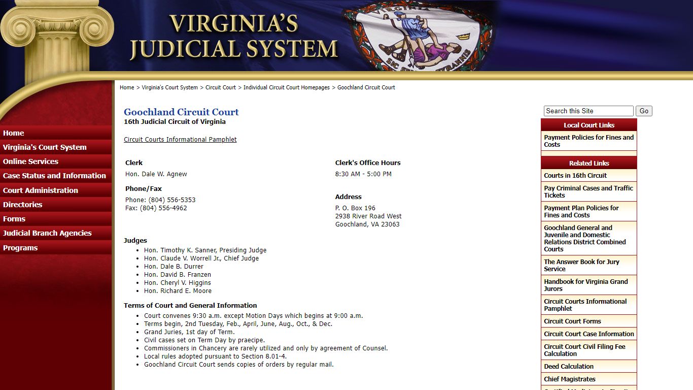 Goochland Circuit Court - Judiciary of Virginia